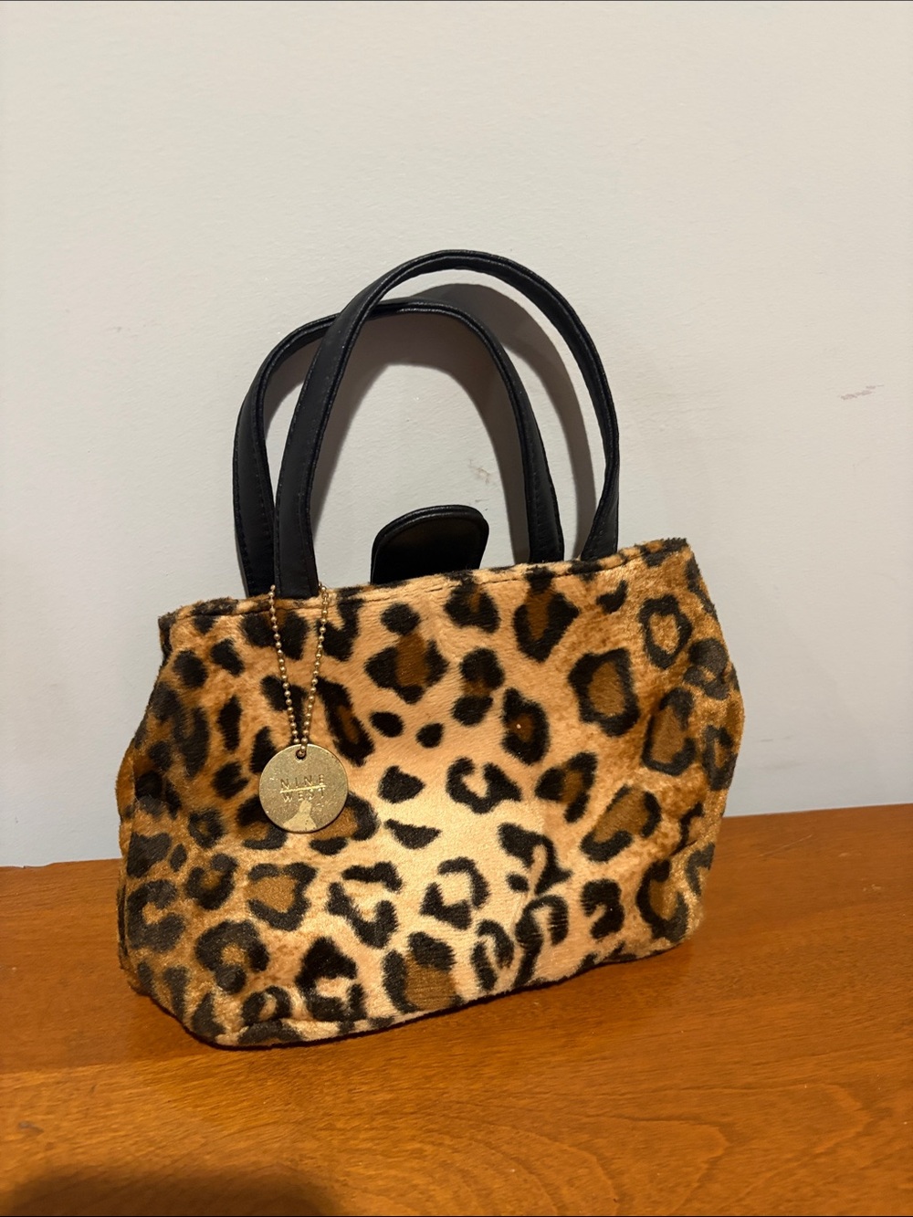 Nine West Leopard Print Mini Tote - Black & Brown